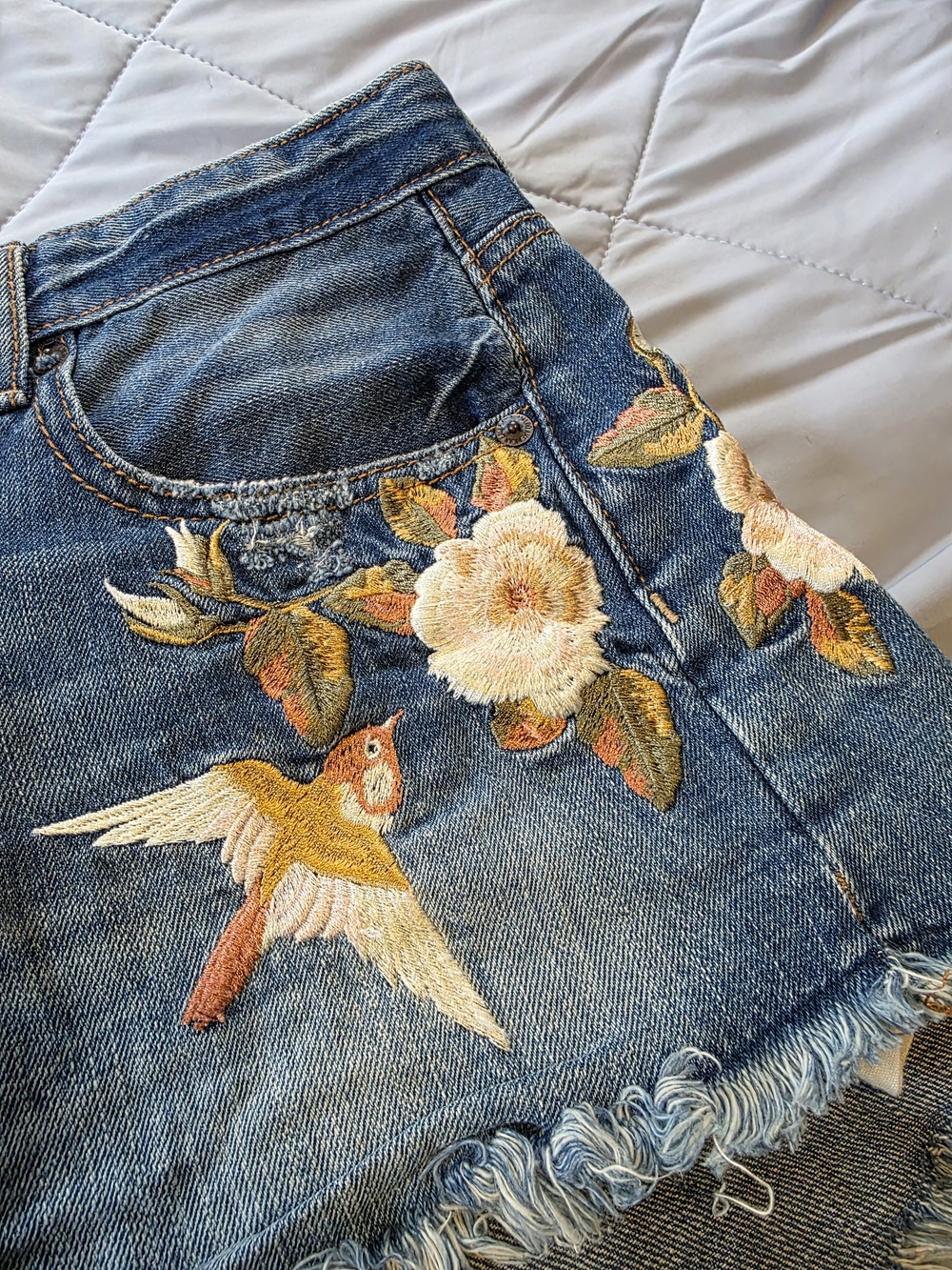 American Eagle Denim Shorts with Embroidery | SZ 4